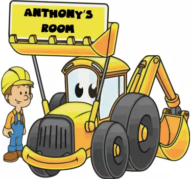 Vinilo infantil para pared motivo vehículos de construcción - TenVinilo