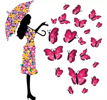 Vinilo decorativo persona Niña mariposa - TenVinilo