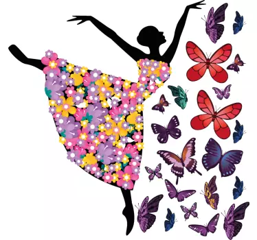 Vinilo de baile de mujer con mariposas - TenVinilo