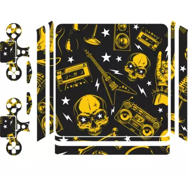 Skin ps4 calaveras y guitarras - TenVinilo