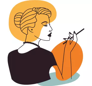 Vinilo personaje ilustración de mujer elegante - TenVinilo