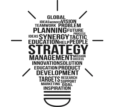 Frase vinilo pared estrategia bombilla de ideas - TenVinilo
