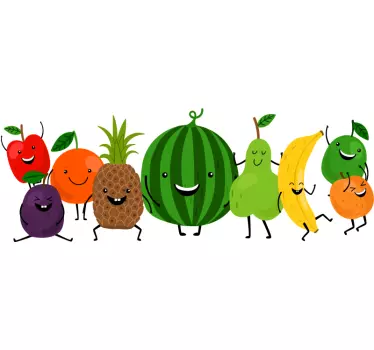 Vinilo decorativo cocina Divertidas frutas sonrientes - TenVinilo