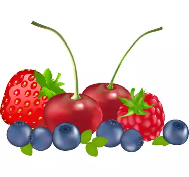 Pegatina de fruta 3 frutas sobre un fondo de color - TenVinilo