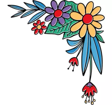 Vinilo de flor Composición de esquina de flores polacas. - TenVinilo