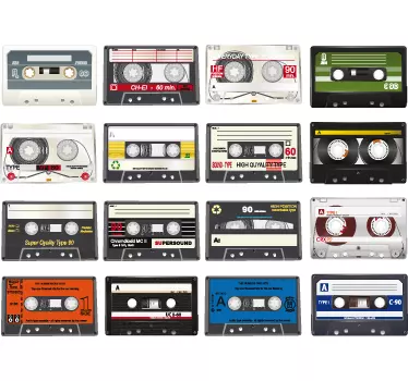 Vinilo pared colección cintas cassette - TenVinilo