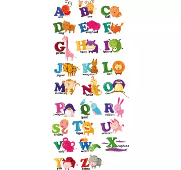 Sticker infantil abecedario fauna - TenVinilo