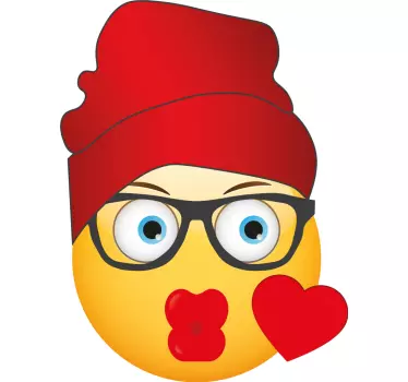 Vinilo carácter de emoji besando - TenVinilo