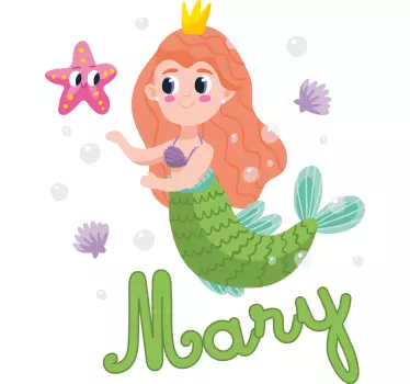 Vinilo infantil para pared personalización de sirenas - TenVinilo