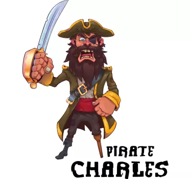 Vinilo personaje ilustración de pirata aventurero - TenVinilo