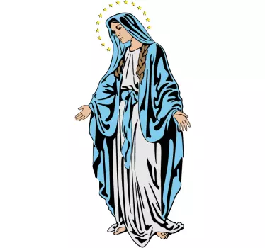Vinilo decorativo dormitorio Virgen María en color - TenVinilo