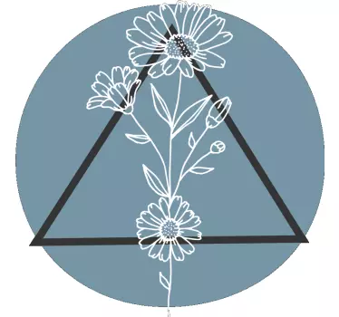 Vinilo de flor Lindas flores minimalistas con triángulo detrás - TenVinilo
