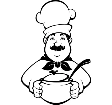 Vinilo decorativo cocina Chef diseño blanco y negro - TenVinilo
