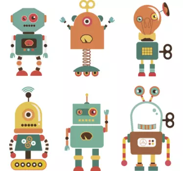 Sticker infantil robots divertidos - TenVinilo