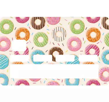 Sticker para tarjeta patrón de donuts coloridos - TenVinilo