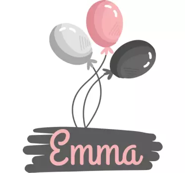 Vinilo decorativo dormitorio ilustración Globos rosas y grises - TenVinilo