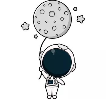 Vinilo infantil para pared astronauta con globo - TenVinilo