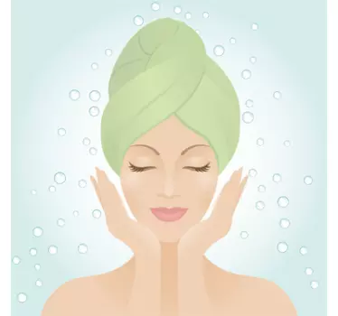 Vinilo decorativo belleza facial con fondo gotas - TenVinilo