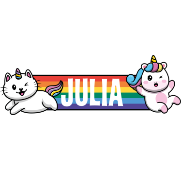 Pegatina para bicicleta Arcoiris con dos unicornios y gato. - TenVinilo