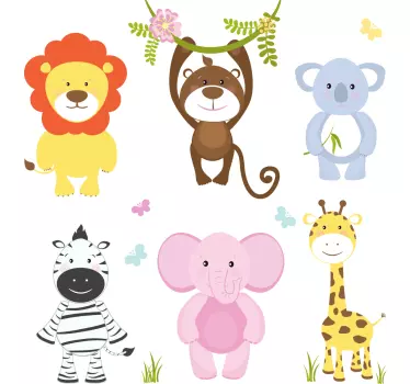 Vinilo infantil para pared lindos amigos animales - TenVinilo