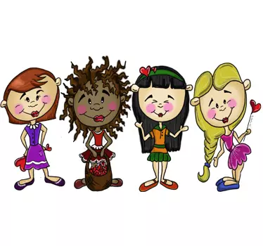 Vinilo infantil cuatro amigas - TenVinilo