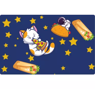 Sticker para tarjeta gato juguetón disfrutando - TenVinilo