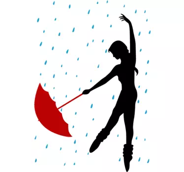 Vinilo decorativo bailarina bajo la lluvia - TenVinilo