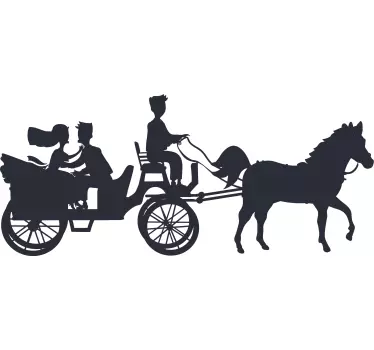 Vinilo personaje paseo en carruaje de caballos - TenVinilo