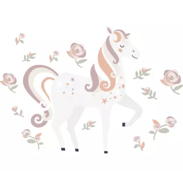 Vinilo infantil para pared encantador diseño de unicornio - TenVinilo