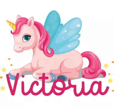 Vinilo infantil para pared unicornio mágico personalizado - TenVinilo