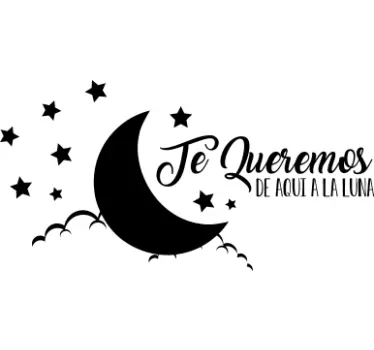 Vinilo decorativo ilustración Te amamos hasta la luna con estrell - TenVinilo