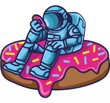 Vinilo espacio astronauta comiendo golosinas - TenVinilo