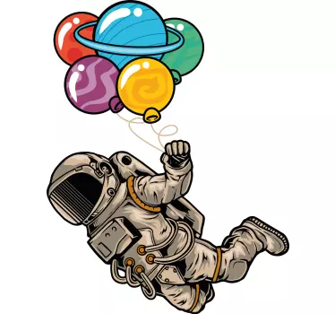 Vinilo persona explorador espacial con globos - TenVinilo