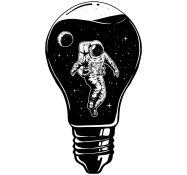Vinilo espacio astronauta en bombilla - TenVinilo