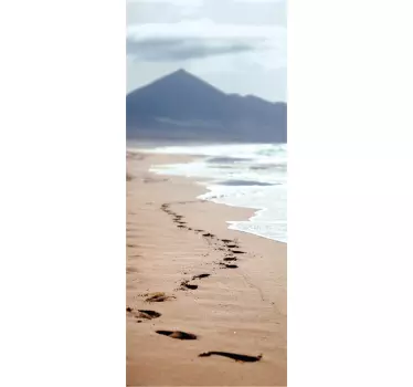 Vinilo mampara baño huellas en la playa - TenVinilo