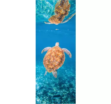 Vinilo para mampara de ducha Hermosa tortuga bajo el agua - TenVinilo