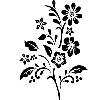 Vinilo para mampara de ducha Flores monocolor con diseño de hojas - TenVinilo
