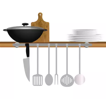 Vinilo para cocina herramientas de cocina realistas - TenVinilo