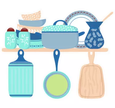 Vinilo para cocina estante para utensilios - TenVinilo