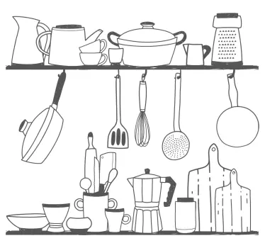 Vinilo para cocina organización de estantes de cocina - TenVinilo