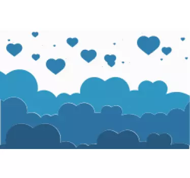 Sticker para tarjeta patrón de nubes con corazones - TenVinilo