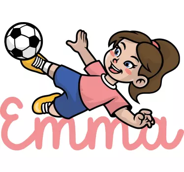 Vinilo decorativo personalizable Chica futbolista con nombre - TenVinilo