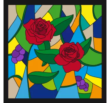 Vinilo decorativo mosaico vidriera rosas - TenVinilo
