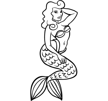 Vinilo decorativo ilustración sirena tattoo - TenVinilo