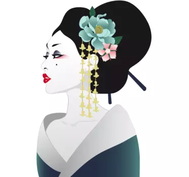 Vinilo decorativo ilustración Geisha Japón - TenVinilo