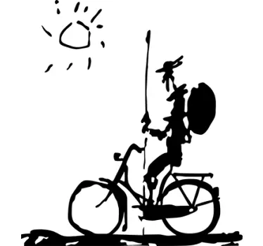 Vinilo pared salón Quijote con bicicleta - TenVinilo