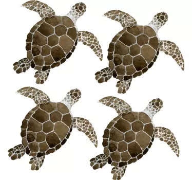 Vinilo mampara ducha Conjunto de tortuga - TenVinilo