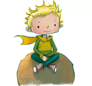 Pegatina personalizada cartoon Niño sentado planeta - TenVinilo