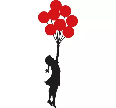 Vinilo pared salón Banksy niña volando - TenVinilo
