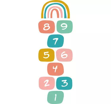 Vinilo decorativo juego rayuela con arcoiris - TenVinilo